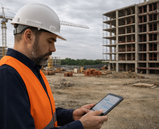 bauleiter-kontrolliert-bauprojekt-tablet-baustelle-neubau