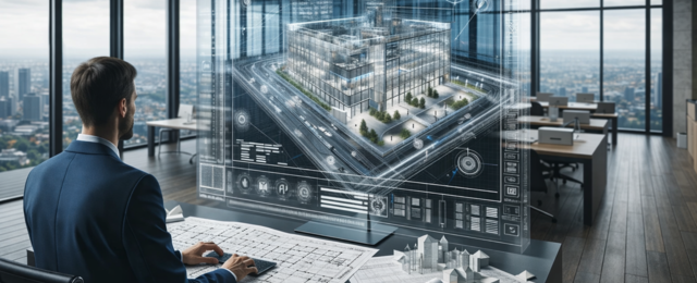 Architekt erstellt digitalen Bauzeitenplan und Bauprojekt Terminplanung mit moderner Bauzeitenplan Software im Büro