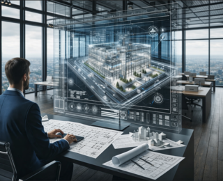 Architekt erstellt digitalen Bauzeitenplan und Bauprojekt Terminplanung mit moderner Bauzeitenplan Software im Büro