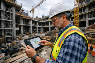 Bauleiter auf Baustelle